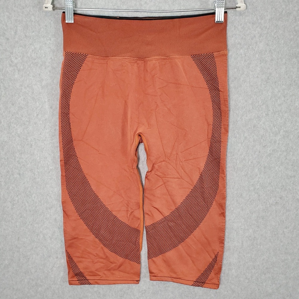 PINK Active Women Activewear Pants Large Orange Compression High‎ Waist Capri